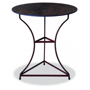 Μεταλλικό στρογγυλό γαλβανισμένο τραπέζι με επιφάνεια από compact HPL και εφέ σκουριάς 70x75 εκ
