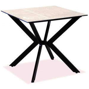Τετράγωνο μεταλλικό τραπέζι με επιφάνεια Compact Hpl μπέζ 68x68x75 εκ