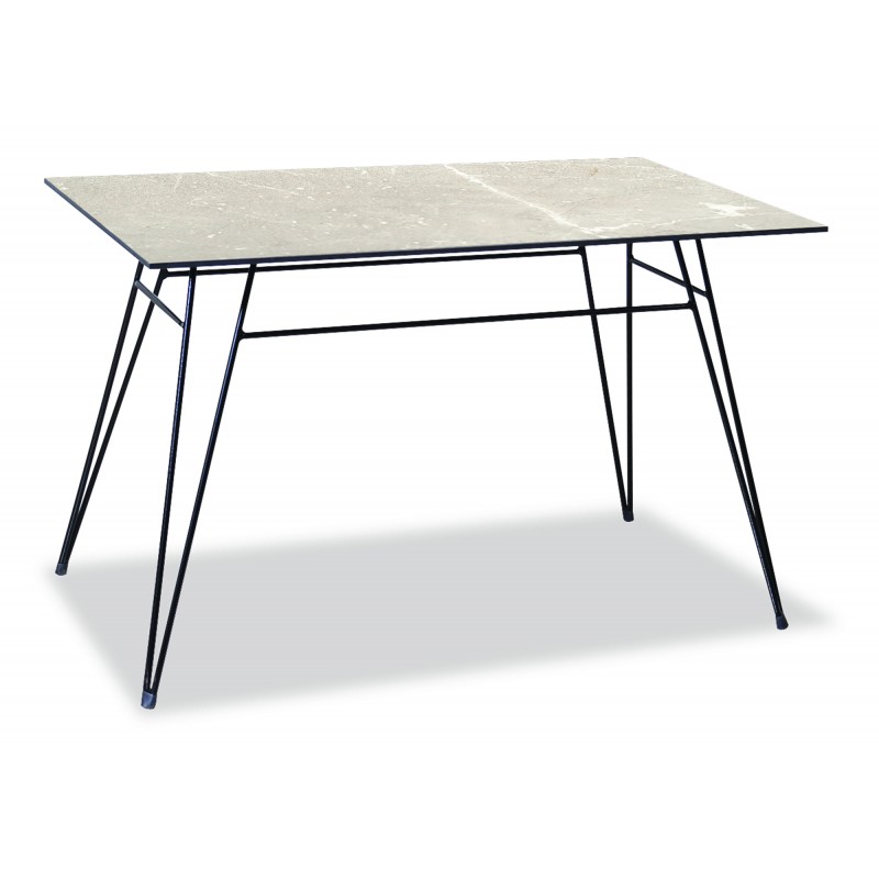 Παραλληλόγραμμο μεταλλικό τραπέζι με επιφάνεια Compact Hpl μπέζ 160x88x75 εκ