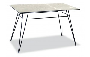 Παραλληλόγραμμο μεταλλικό τραπέζι με επιφάνεια Compact Hpl μπέζ 140x78x75 εκ