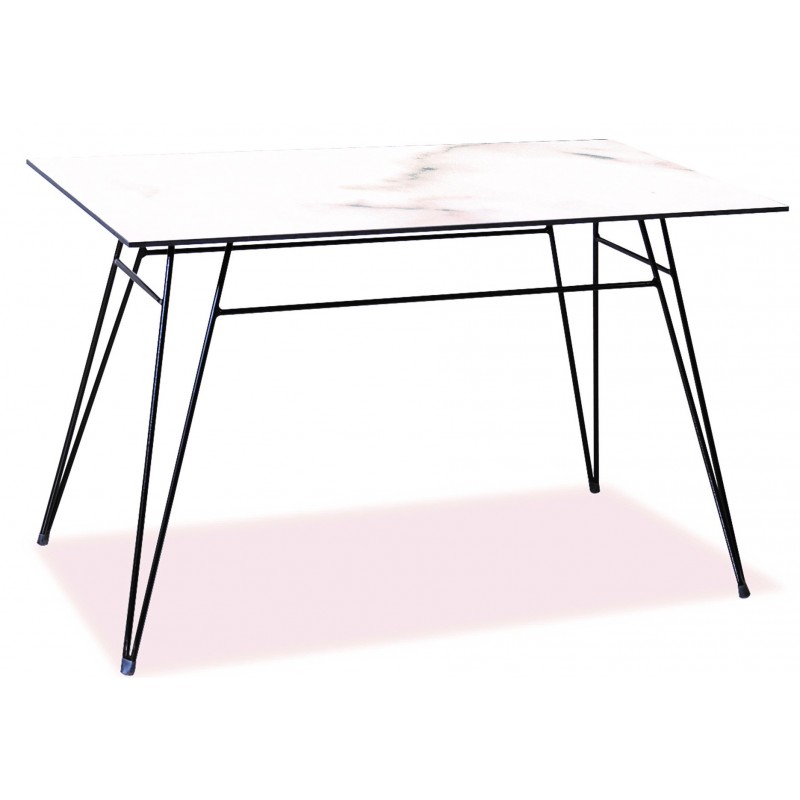 Παραλληλόγραμμο μεταλλικό τραπέζι με επιφάνεια λευκή Compact Hpl 120x68x75 εκ