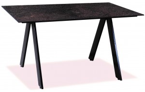 Μεταλλικό ορθογώνιο τραπέζι με επιφάνεια από compact HPL και εφέ σκουριάς 120x80x75 εκ