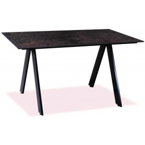 Μεταλλικό ορθογώνιο τραπέζι με επιφάνεια από compact HPL και εφέ σκουριάς 120x80x75 εκ