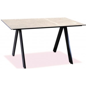 Μεταλλικό ορθογώνιο τραπέζι με επιφάνεια από compact HPL σε λευκή απόχρωση 140x80x75 εκ