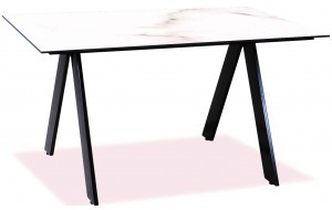 Μεταλλικό ορθογώνιο τραπέζι με επιφάνεια από compact HPL σε λευκή απόχρωση 160x90x75 εκ