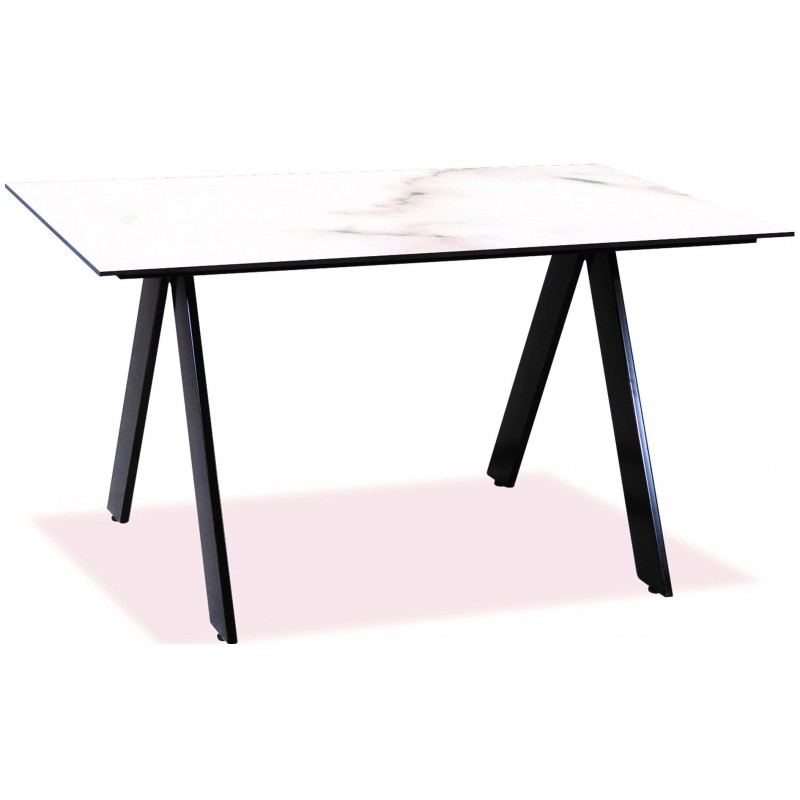 Μεταλλικό ορθογώνιο τραπέζι με επιφάνεια από compact HPL σε λευκή απόχρωση 160x90x75 εκ