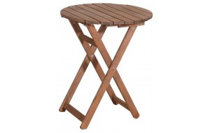Ξύλινο στρογγυλό πτυσσόμενο τραπέζι από ξύλο οξυάς 70x72 εκ