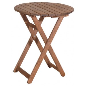 Ξύλινο στρογγυλό πτυσσόμενο τραπέζι από ξύλο οξυάς 70x72 εκ
