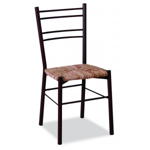 Αγαλβάνιστη μεταλλική καρέκλα χρώμα σκουριά ύδρα με κάθισμα ψάθα 40x42x88 εκ