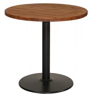Μεταλλικό στρογγυλό τραπέζι με επιφάνεια από ξύλο πεύκου σε φυσική απόχρωση 80x73 εκ