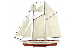 Ξύλινο παραδοσιακό καράβι σε λευκό καφέ χρώμα 50x9.5x45 εκ