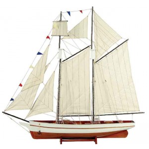 Ξύλινο παραδοσιακό καράβι σε λευκό καφέ χρώμα 50x9.5x45 εκ