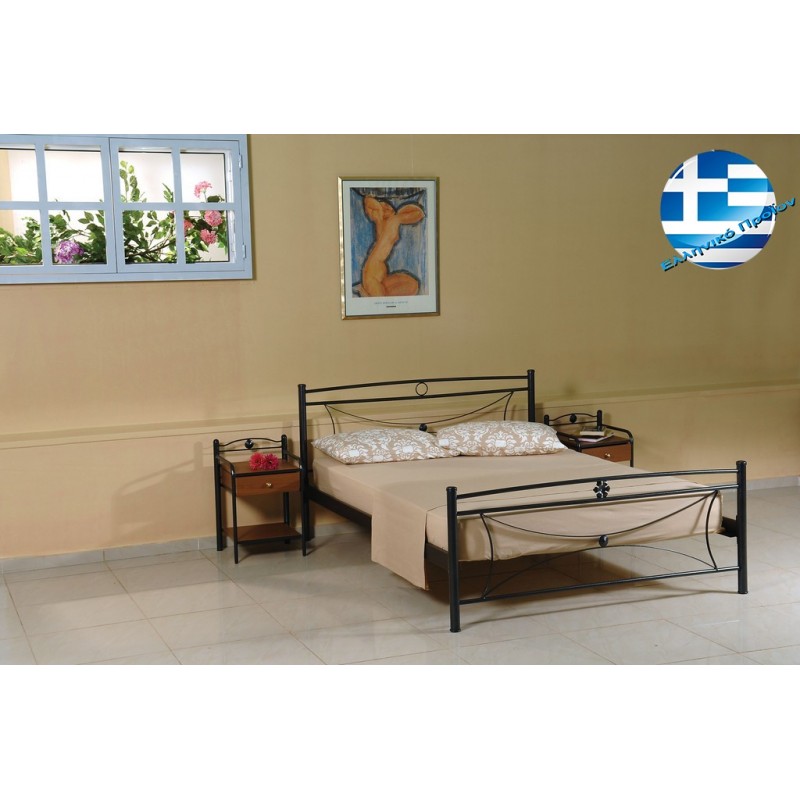Υπέρδιπλο μεταλλικό κρεβάτι Μαργαρίτα σε μαύρο χρώμα 150x200 εκ
