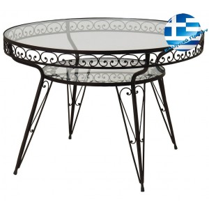 Στρογγυλό τραπέζι Μασίφ γαλβανισμένο σε μαύρο χρώμα 90x75 εκ