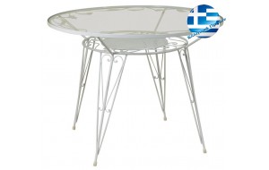 Γαλβανισμένο στρογγυλό τραπέζι λευκό μασίφ 100x75 εκ