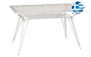 Φερ φορζέ vintage style μεταλλικό τραπέζι σε λευκό χρώμα γαλβανιζέ 140x70x73 εκ
