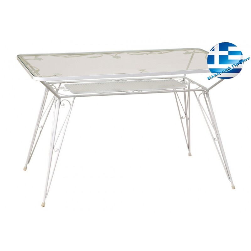 Retro μεταλλικό τραπέζι γαλβανισμένο σε λευκό χρώμα 120x70x73 εκ