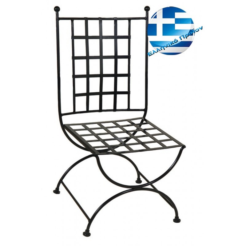 Γαλβανισμένη μεταλλική μαύρη καρέκλα μασίφ καρέ 50x62x98 εκ