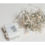 100 LED λαμπάκια μπαταρίας με πρόγραμμα διάφανο καλώδιο IP44 με θερμό λευκό φως 750 εκ
