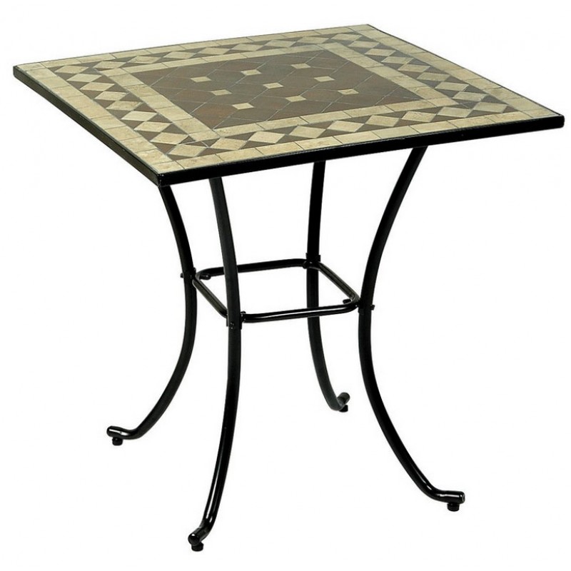 Μεταλλικό μαύρο τραπέζι τετράγωνο mosaic 70x70 εκ