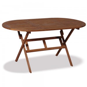 Ξύλινο acacia οβάλ πτυσσόμενο τραπέζι 150x85x72 εκ