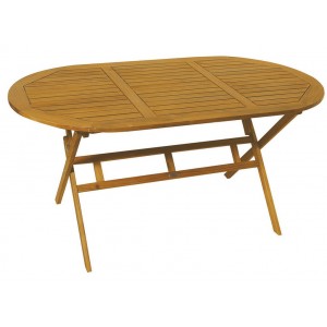 Ξύλινο acacia οβάλ πτυσσόμενο τραπέζι 150x85 εκ