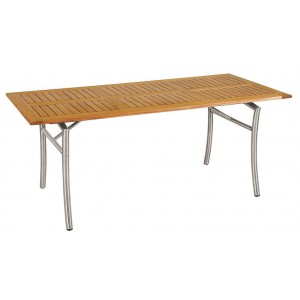 Τραπέζι παραλληλόγραμμο από ξύλο Teak με Inox σκελετό 160x85x75 εκ