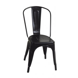 Γαλβανισμένη μεταλλική μαύρη στοιβαζόμενη καρέκλα 45x54x85 εκ