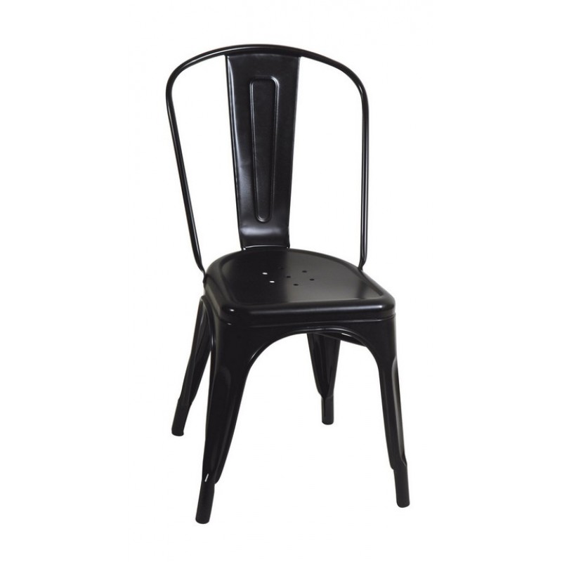 Γαλβανισμένη μεταλλική μαύρη στοιβαζόμενη καρέκλα 45x54x85 εκ