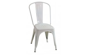 Μεταλλική στοιβαζόμενη γαλβανισμένη λευκή καρέκλα 45x54x85 εκ