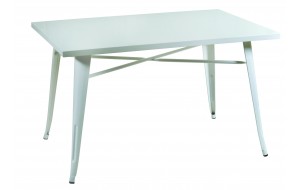 Γαλβανισμένο λευκό μεταλλικό παραλληλόγραμμο τραπέζι 120x80x72 εκ