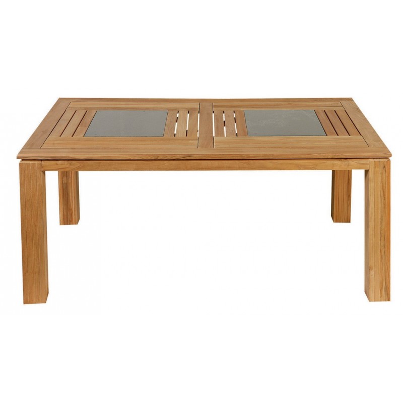 Ξύλινο τραπέζι από ξύλο teak με πλάκες γρανίτη 165x95x75 εκ