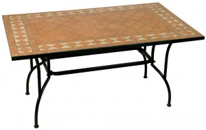 Παραλληλόγραμμο μεταλλικό τραπέζι με mosaic κεραμική επιφάνεια 120x80x75 εκ