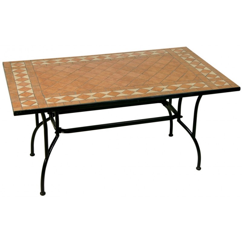 Παραλληλόγραμμο μεταλλικό τραπέζι με mosaic κεραμική επιφάνεια 120x80x75 εκ