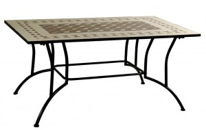 Παραλληλόγραμμο μαύρο μεταλλικό τραπέζι με mosaic κεραμική επιφάνεια 120x80 εκ