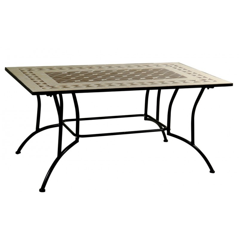 Παραλληλόγραμμο μαύρο μεταλλικό τραπέζι με mosaic κεραμική επιφάνεια 120x80x75 εκ