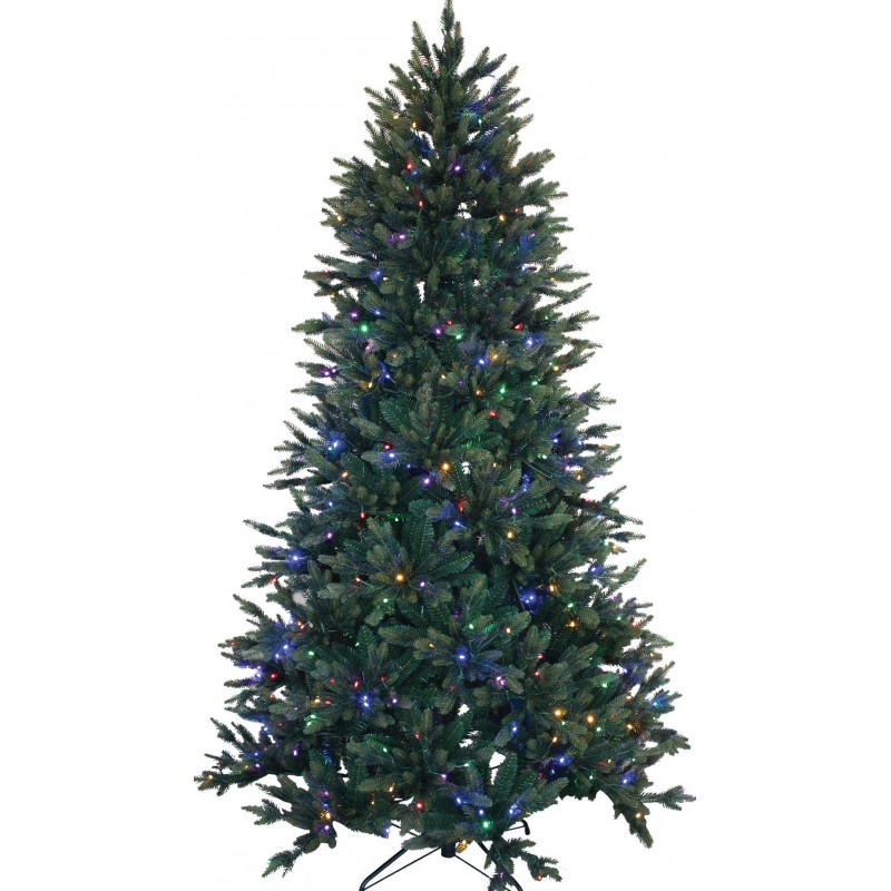 Χριστουγεννιάτικο δέντρο σε πράσινη απόχρωση με φύλλωμα PVC με ενσωματωμένα 500 LED πολύχρωμα RGB και 8 προγράμματα και ύψος 210 εκ