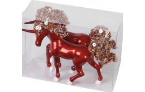 Κόκκινοι Κρεμαστοί Χριστουγεννιάτικοι Μονόκεροι 15 x 11cm, Σετ/2 Τεμαχίων