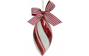 Κόκκινη Γυάλινη Χριστουγεννιάτικη Μπάλα 6x12,5cm ,Σέτ/6 Τεμαχίων