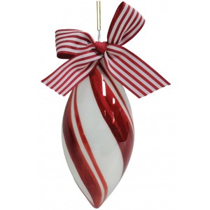 Κόκκινη Γυάλινη Χριστουγεννιάτικη Μπάλα 6x12,5cm ,Σέτ/6 Τεμαχίων