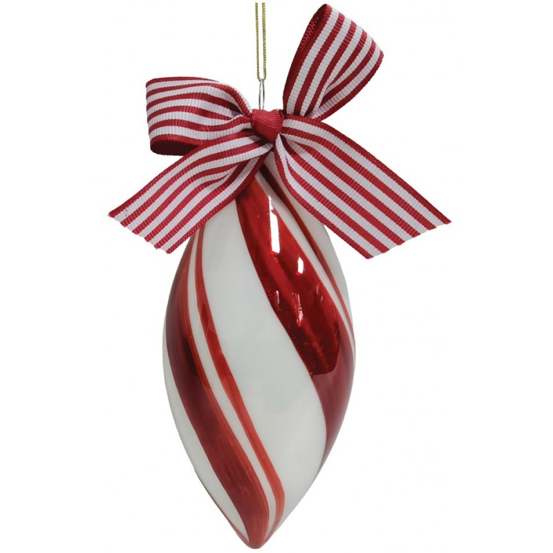 Κόκκινη Γυάλινη Χριστουγεννιάτικη Μπάλα 6x12,5cm ,Σέτ/6 Τεμαχίων