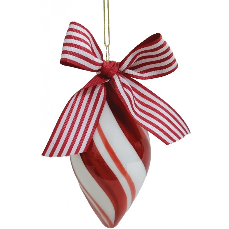Κόκκινη Γυάλινη Χριστουγεννιάτικη Μπάλα 7x16cm ,Σέτ/4 Τεμαχίων