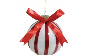 Κόκκινη Γυάλινη Χριστουγεννιάτικη Μπάλα 10cm ,Σέτ/4 Τεμαχίων
