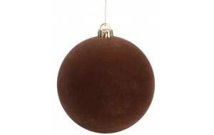 Καφέ Βελουτέ Πλαστική Χριστουγεννιάτικη Μπάλα 12cm,Σέτ/2 Τεμαχίων