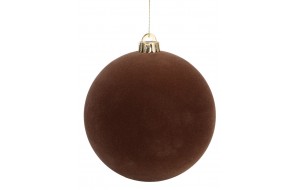 Καφέ Βελουτέ Πλαστική Χριστουγεννιάτικη Μπάλα 15cm