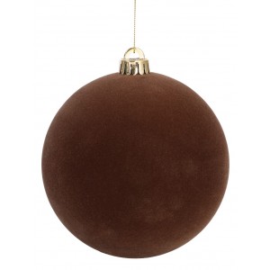 Καφέ Βελουτέ Πλαστική Χριστουγεννιάτικη Μπάλα 15cm