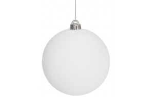 Λευκή Βελουτέ Πλαστική Χριστουγεννιάτικη Μπάλα 10cm,Σέτ/4 Τεμαχίων