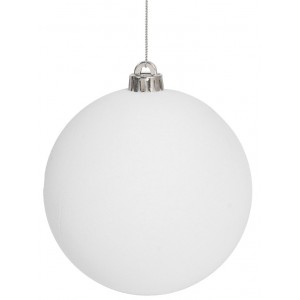 Λευκή Βελουτέ Πλαστική Χριστουγεννιάτικη Μπάλα 10cm,Σέτ/4 Τεμαχίων