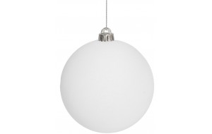 Λευκή Βελουτέ Πλαστική Χριστουγεννιάτικη Μπάλα 12cm,Σέτ/2 Τεμαχίων