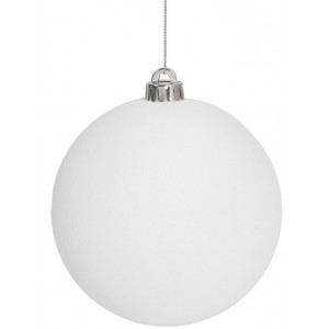 Λευκή Βελουτέ Πλαστική Χριστουγεννιάτικη Μπάλα 12cm,Σέτ/2 Τεμαχίων